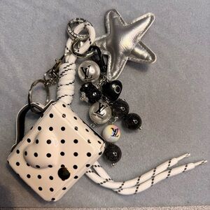 Polka Dot Keychain with Silver Star Charm
